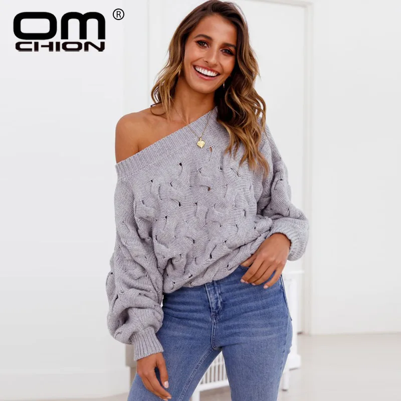 OMCHION Pull Femme 2018 зимний Корейский сексуальный женский свитер с вырезом лодочкой