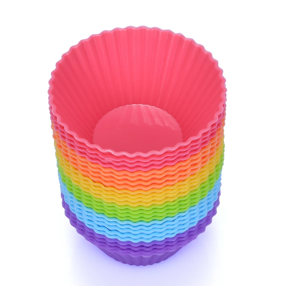 12 шт. кекс лайнеры пресс форм Muffin круглые силиконовые чашки торт инструмент для