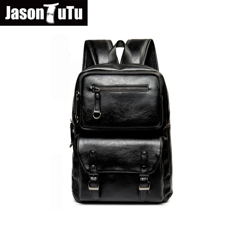 Джейсон пачка Для мужчин рюкзак черный кожаный вещевой мешок для путешествий s