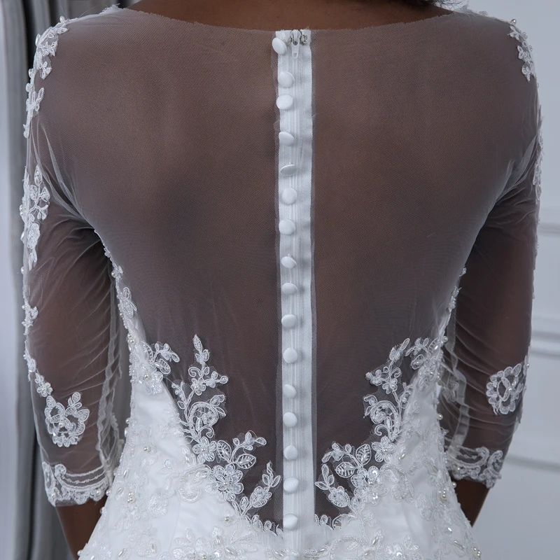 Miaoduo Vestido de Noiva манга Longa Русалка жемчужные кружевные свадебные платья Сексуальное