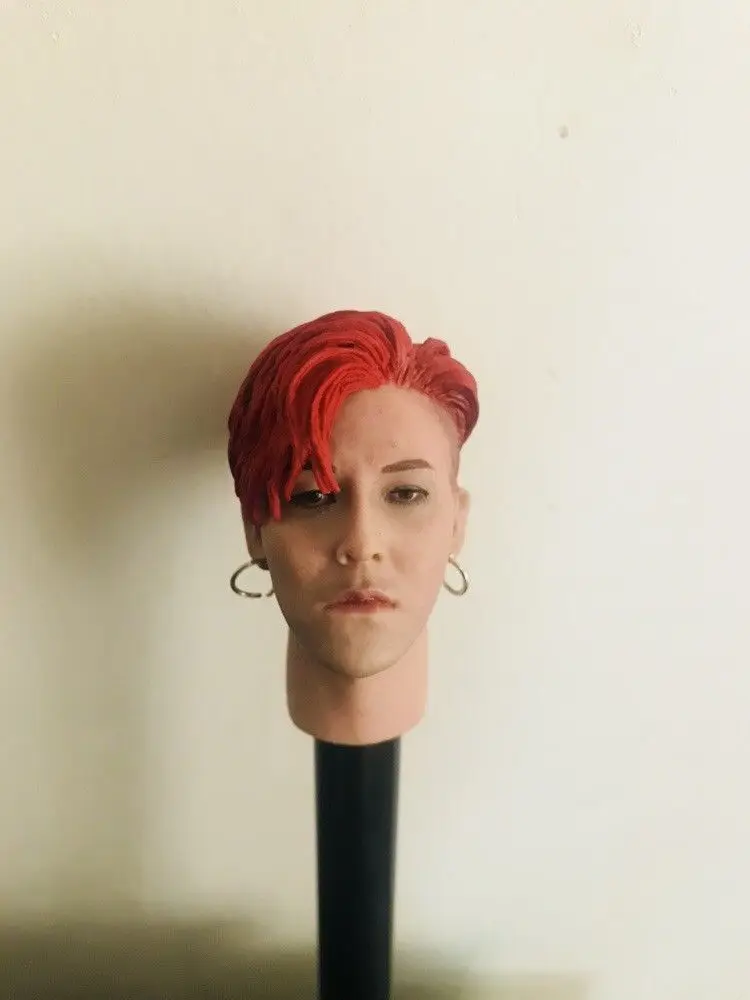 На заказ масштаб 1/6 голова из красных волос Bigbang фигурка головы корейской звезды