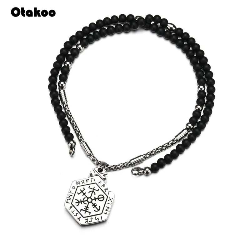 Otakoo Новый дизайн Черная 4 мм каменная бусина с каменной бусинкой мужские Подвески