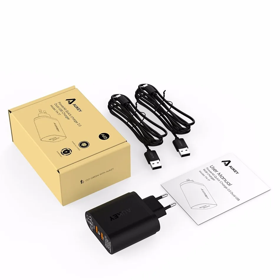AUKEY 2 порта быстрое зарядное устройство 0 USB умное настенное Адаптивная
