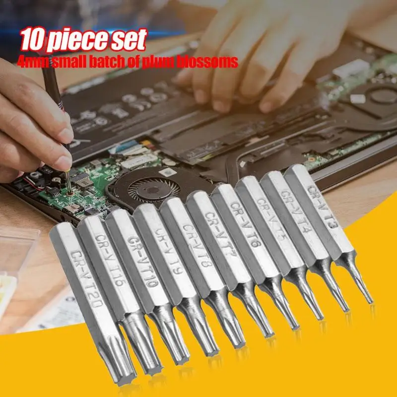 

10pcs CR-V Torx Bits Set Screwdriver Drill Bit Hex Torx Repair Mobile Phone Bit T3 T4 T5 T6 T7 T8 T9 T10 T15 T20