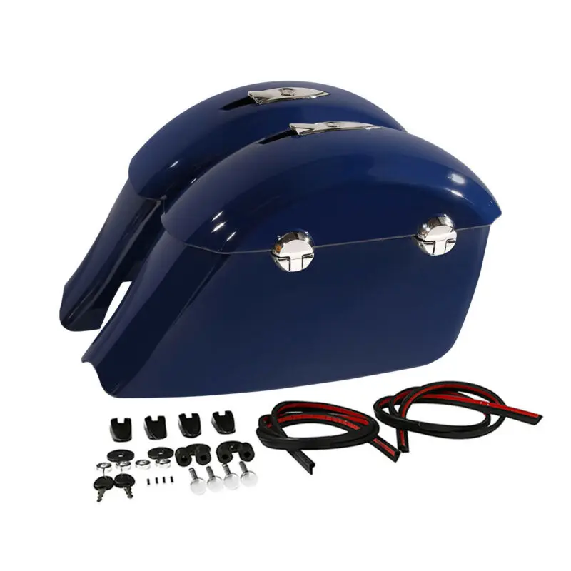 Синие сумки для мотоцикла + Электронная крышка с защелкой Indian Chief Tain 14 18