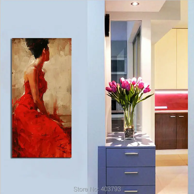 Картина на холсте красное платье без рамы ручная роспись|oil painting|hand painted oil paintingcanvas