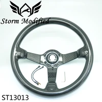 high grade entire real carbon fiber steering wheel deep dish flat 14inch350mm st13013