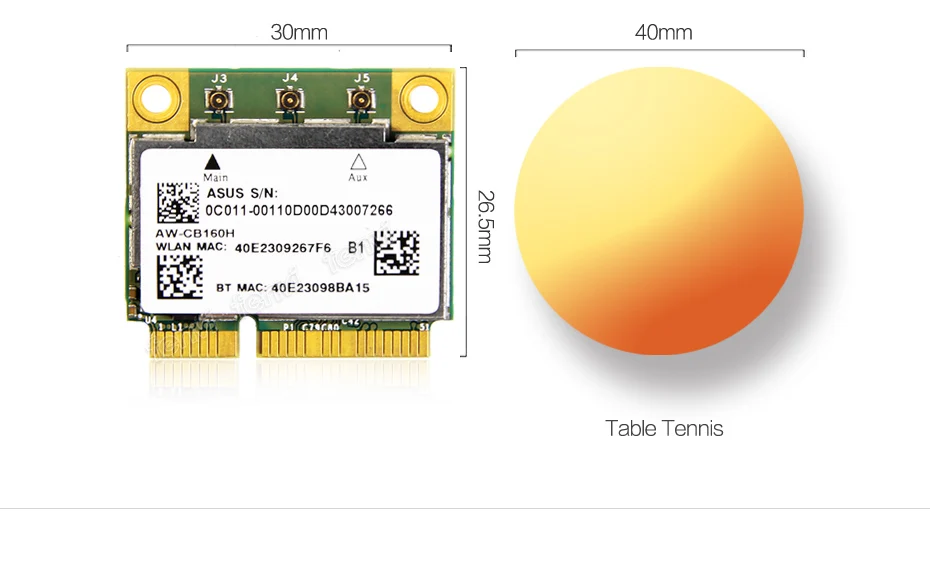 Двухдиапазонная беспроводная Wifi карта 1300 Мбит/с Broadcom BCM94360HMB Mini PCI Express 802.11ac Bluetooth 4.0AW-CB160H 3x MHF4 антенны