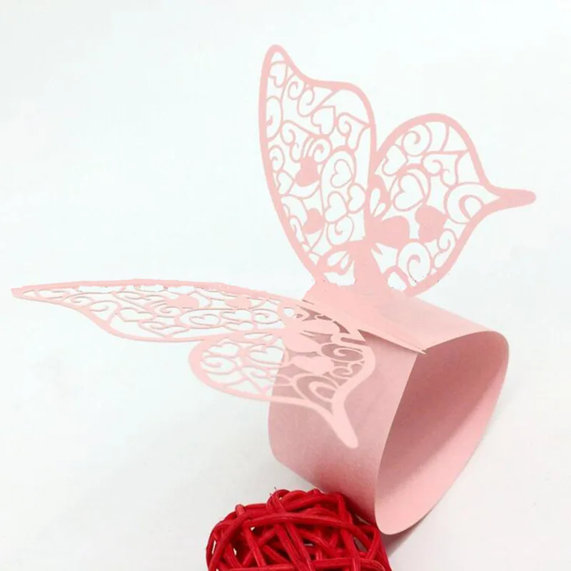 100PCS Butterfly Shape Wedding Napkin Ring Holder Pearl Paper Serviette Buckle Rond De Mariage Table Decoration | Дом и сад