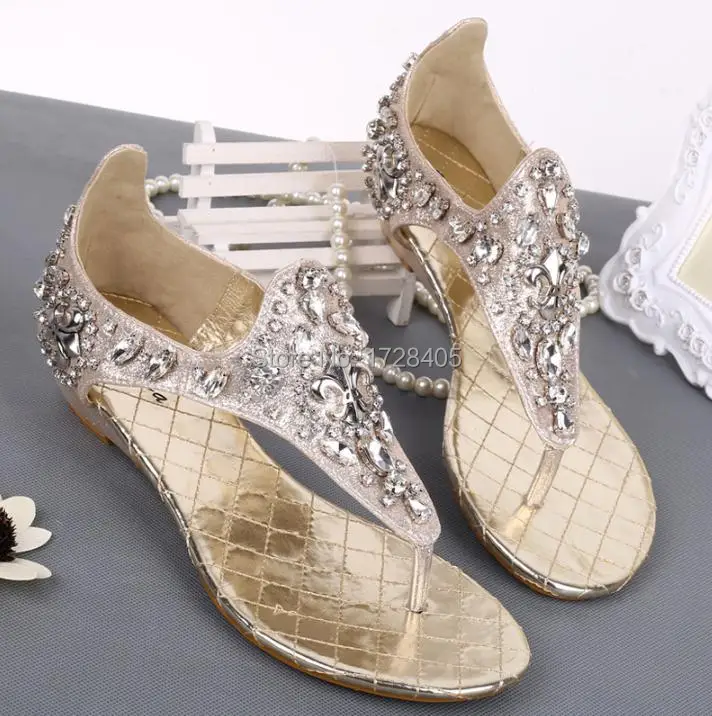 In the summer of 2015 new Roman set auger Bohemia thong low with beaded rhinestone fashion lady flat sandals 092 |