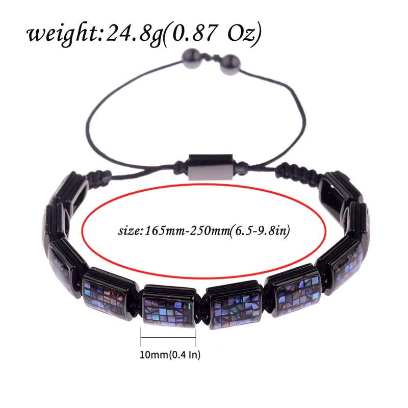 

DOUVEI Charm Men Square Abalone Sea Shell Beads Woven Bracelet Luxurious Women Braiding Macrame Bracelets Homme AB1241