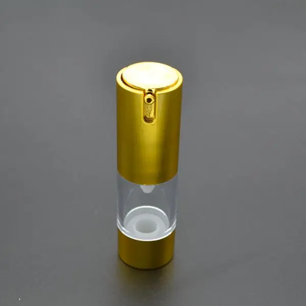 10 мл безвоздушная бутылка прозрачный корпус Золотое дно золотой Пресс насос для