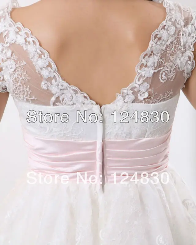 cheap Unique Best-selling Gorgeous Knee-Length Lace V-neck Cap Sleeve Satin Short bridal gown | Свадьбы и торжества