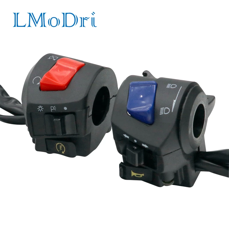 

LMoDri Motorcycle Handle Bar Left Right Switches Horn Turn Signal Headlight Fog Light Electric Start Handlebar Controller Switch