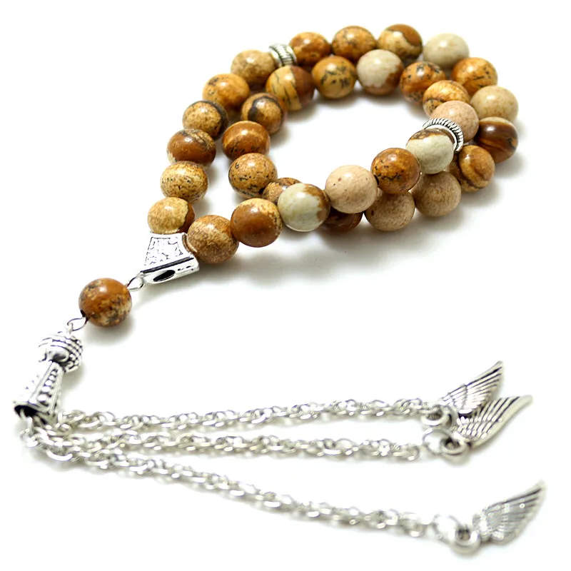 Круглые бусины 8 мм из коричневого камня 33 молитвенные исламский фаллах для