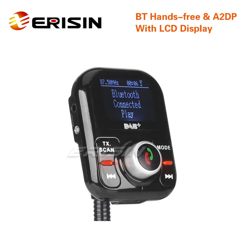 Цифровой радиоприемник Erisin ES361 USB DAB + ЖК-дисплей A2DP Bluetooth SD RDS FM-передатчик |
