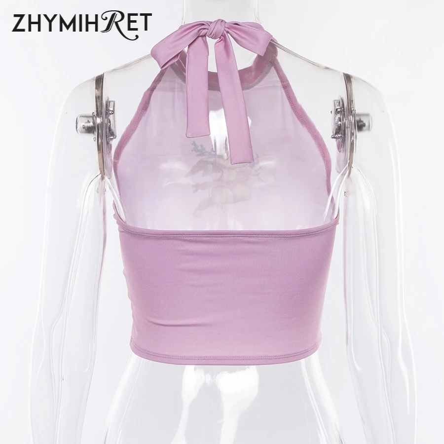 ZHYMIHRET Kwaii Angel принтованные укороченные топы на бретельках Женские розовые майки с
