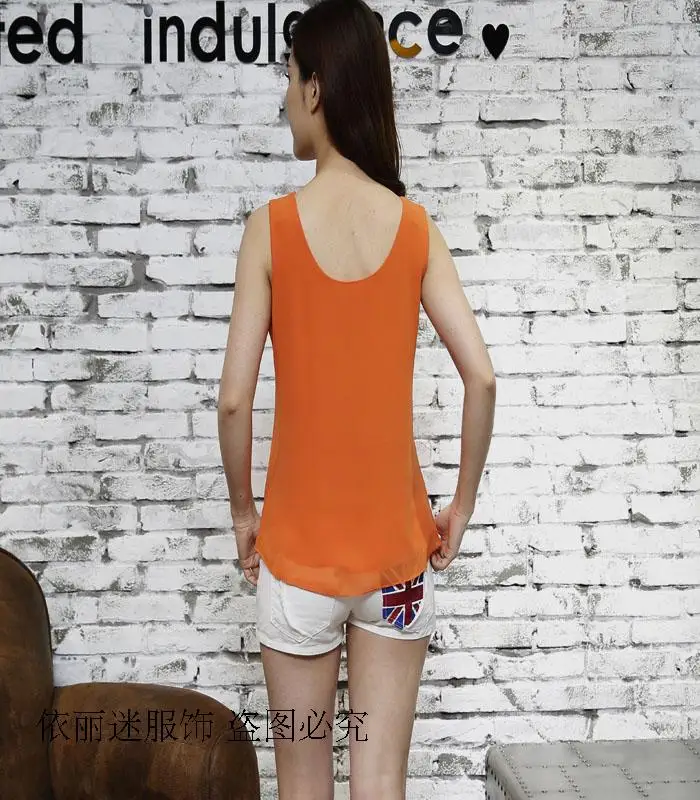 Fashion Brand Women Tanks Top Summer Sexy Shirt Camis Plus Size Sleeveless Blouse Double Layer Chiffon Blouses
