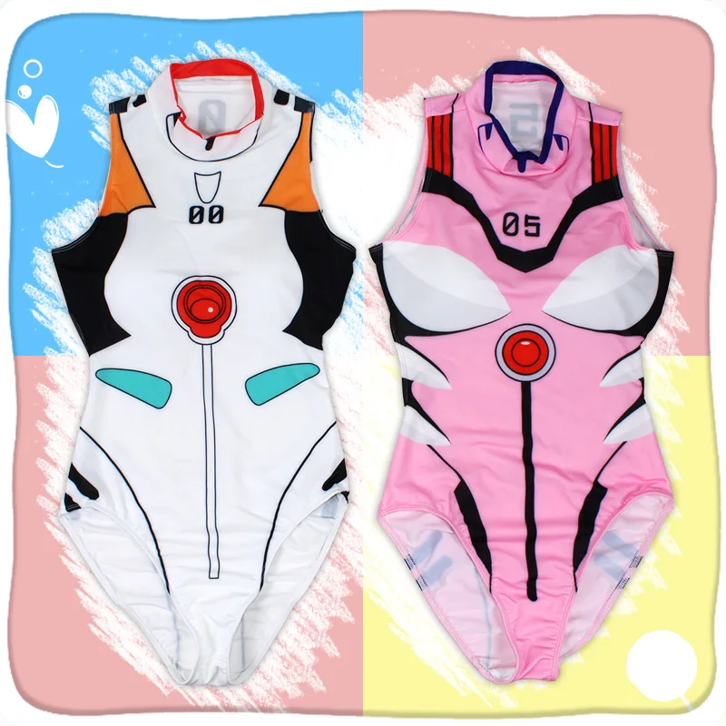 Бесплатная доставка Evangelion эва Косплей Купальник с открытой спиной одежда для