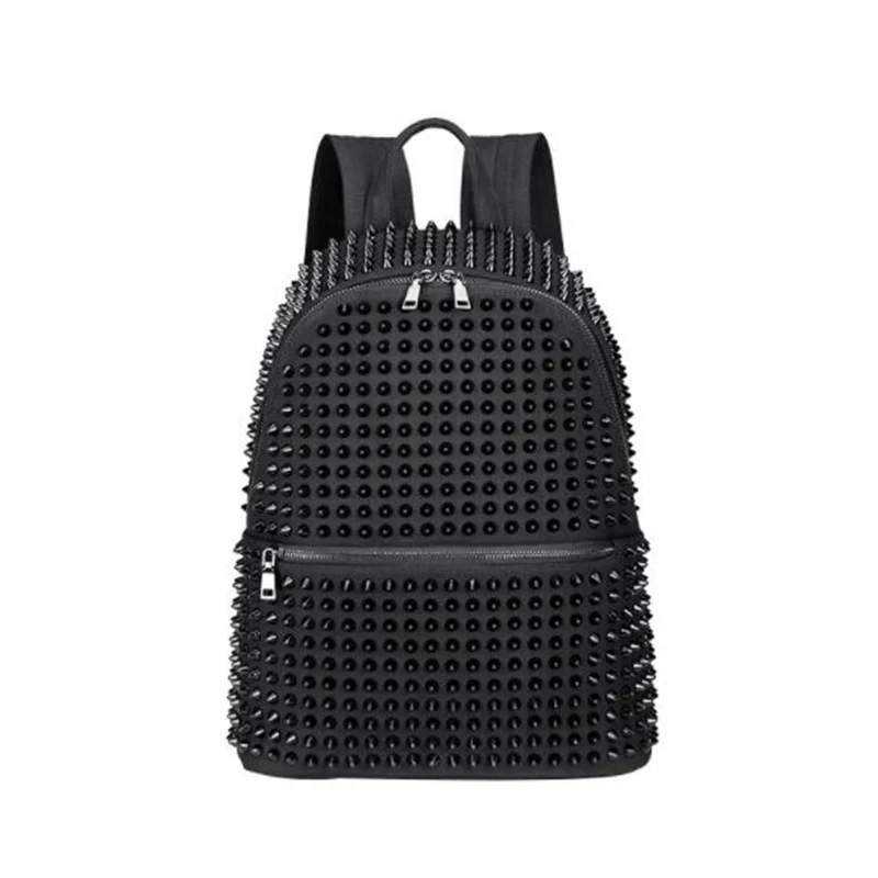 Women Luxury Backpack High Quality Rivet Canvas Backpack Ladies Travel Bagpack Mochila School Bags For Girls Back Pack Sac A Dos - Цвет: black