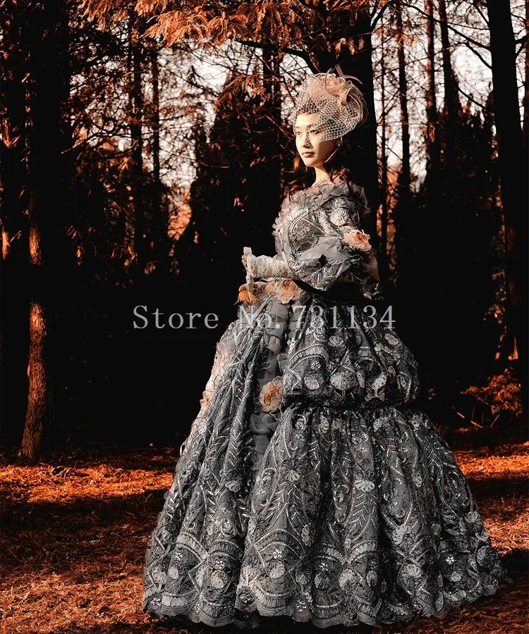 Высококачественное винтажное серое бальное платье 18 века рококо барокко Мария