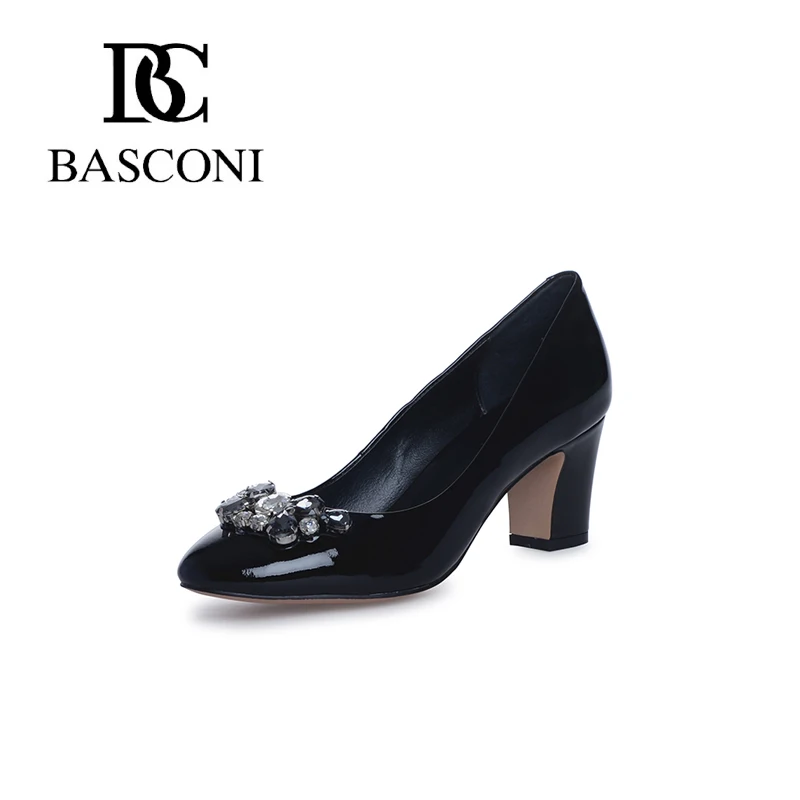 Бесплатная доставка basconi круглый нос мода натуральная лакированная кожа