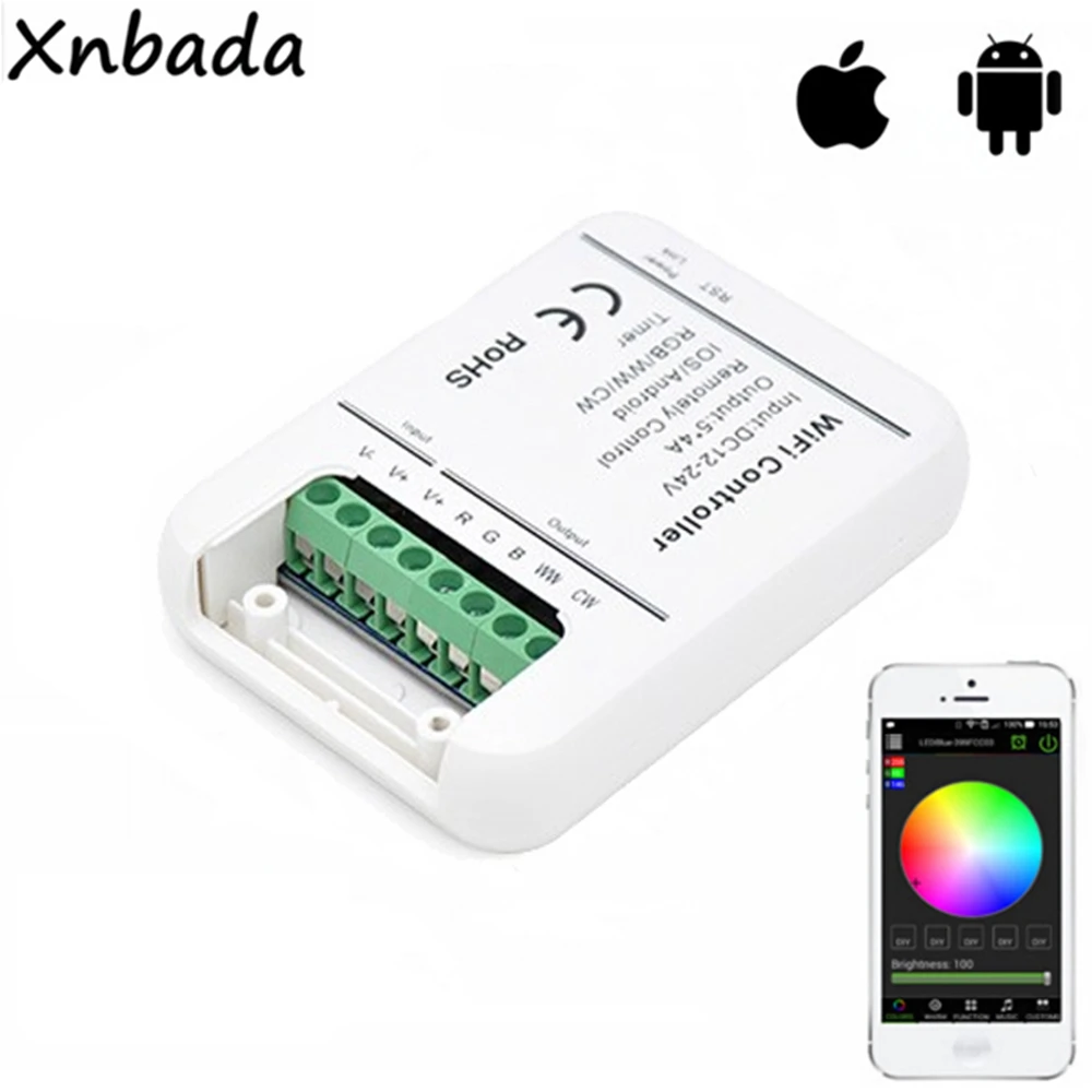 

WIFI 5Channels RGB/RGBW/RGBWW Led Controller With 16Million Colors Smartphone Control Music Timer Modes Magic Home DC12-24V
