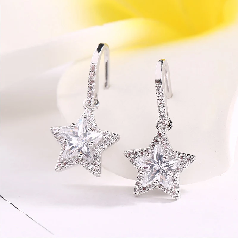 Модные Изящные висячие серьги с фианитом трендовые женские ювелирные изделия 2