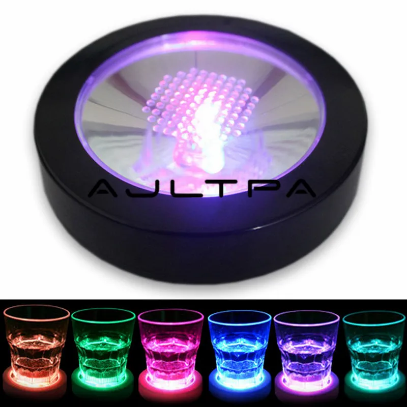 300pcs  Round Shape LED Coaster Light Up Bottle Cup Mat Light Flash Cup Mat Home Party Club Bar Christmas Supply