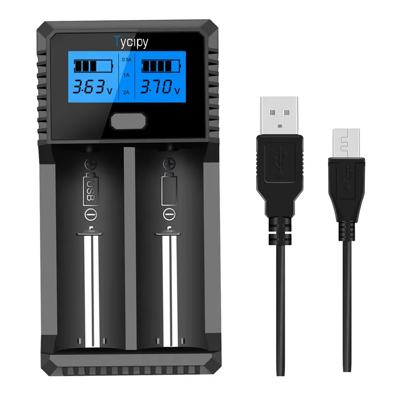 Tycipy USB порт двухканальный с ЖК-дисплеем умное зарядное устройство для 18650 18500 3 7 V AA