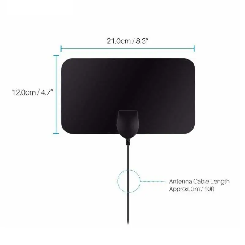 Внутренняя 1080P 200 миль диапазон ТВ антенна цифровая HD Skywire 4K HDTV для VHF UHF приемник