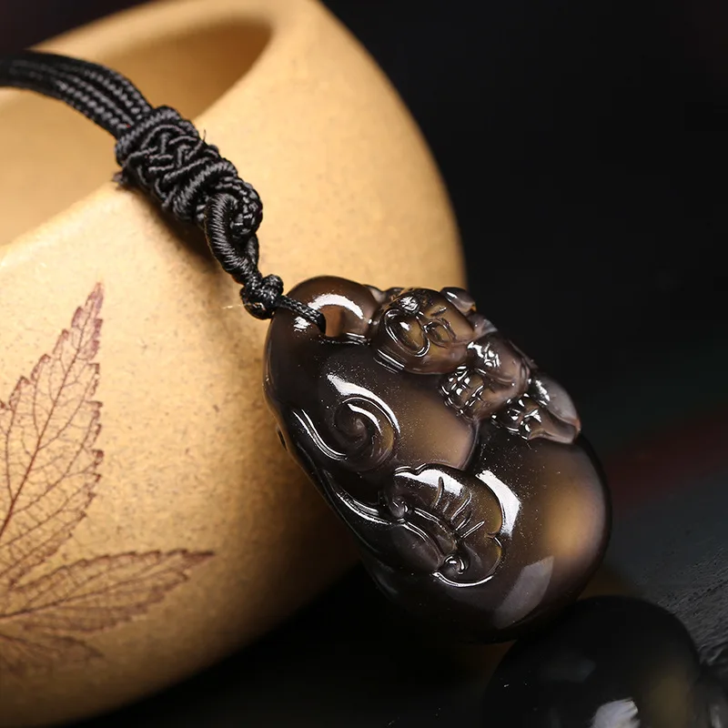 Счетчик естественный цвет обсидиан Храбрый тыквы Жуи кулон я беспокоюсь зло