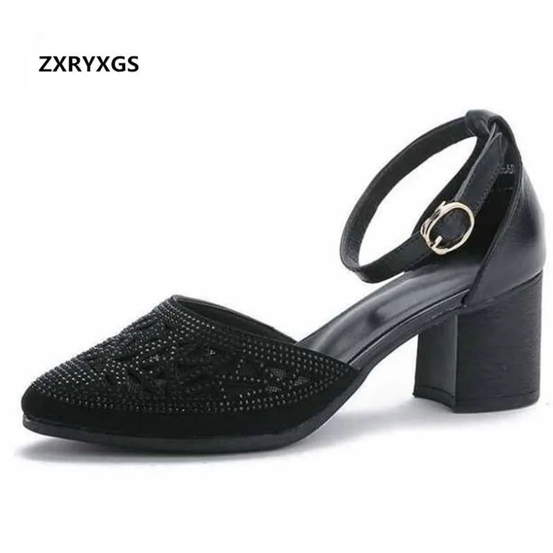 Женская модель 2019 новые летние сандалии с острым носком из воловьей кожи женские