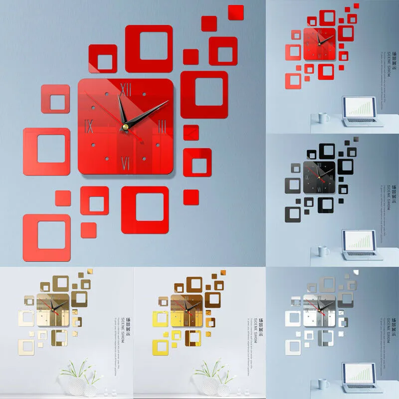 Настенные часы сделай сам акриловые зеркальные 3d с цифровым дисплеем