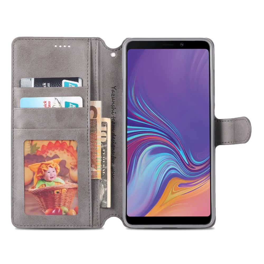Кожаный чехол для Coque samsung Galaxy A9 2018 слота карты случай Стенд откидная крышка