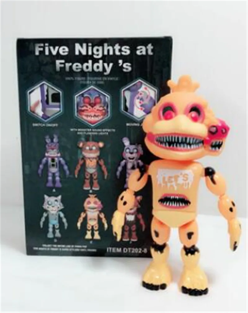 Five Nights At Freddy's FNAF Bonnie Foxy Freddy Fazbear/Ночной медведь Фредди, игрушки, фигурка, игрушка со звуком, светильник - Цвет: Красный
