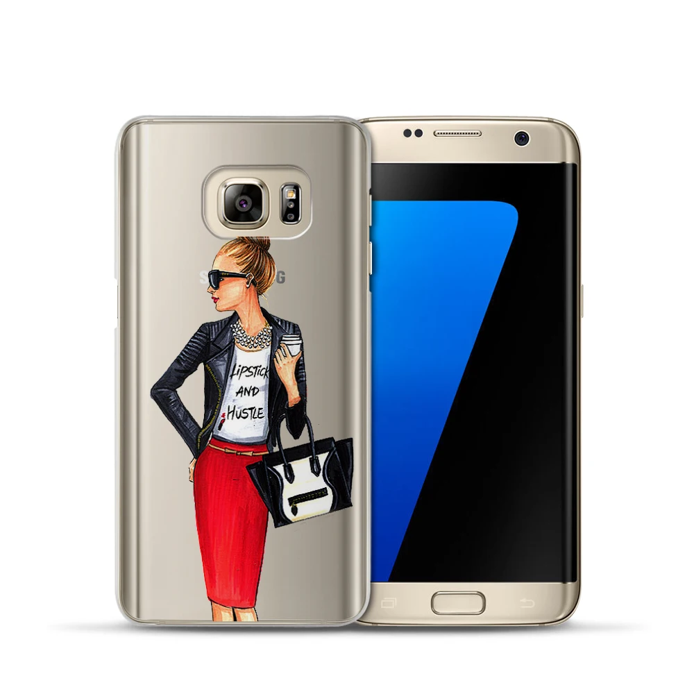 Модный мягкий ТПУ чехол для Samsung Galaxy S6 S7 Edge S8 Plus A3 A5 2016 2017 J2 J3 J5 J7 прозрачный