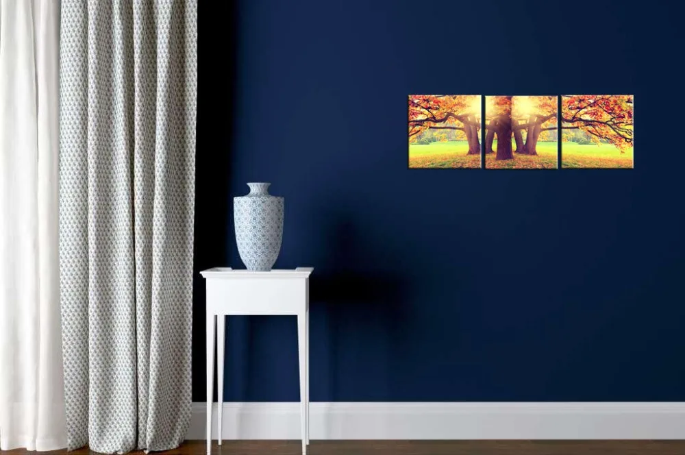 3 шт. Настенная картина на холсте Осень Утро Восход солнца дерево печать постер