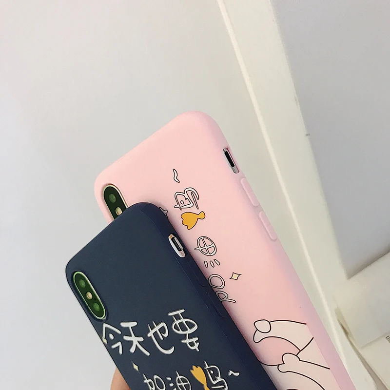 Colour printing mobile phone case for iphone 7 xr xs max 8 plus 6s Refueling duc Cartoon |