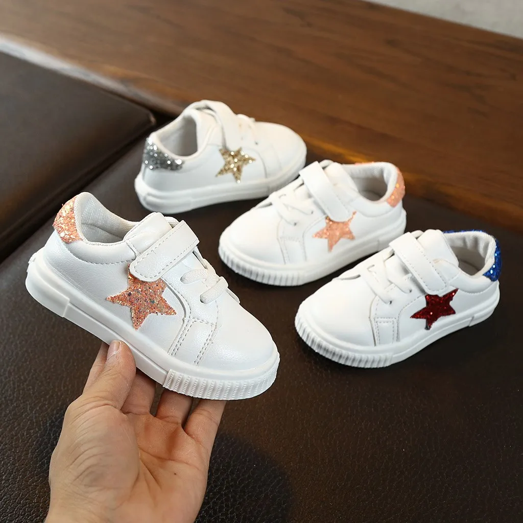 Perimedes Children Kids Baby Girls Boys Bling Star School Flat Sport Sneakers Casual Shoes | Детская одежда и обувь
