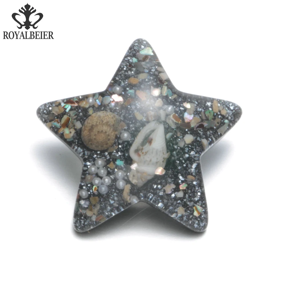 

RoyalBeier 6pcs Multi Color Star Shape Sealed Natural Shell Charms 18mm Snap Button For 20mm Snap Bracelet Snap Jewelry KZ0380