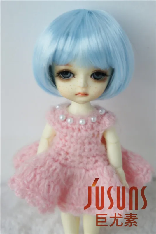 JD256 1/8 прекрасные куклы bjd парики Размер 5-6 дюймов короткие кукольные Парики Модные кукольные аксессуары - Цвет: Light Blue SM112