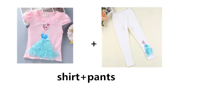shirt and pants-7 Jargazol/детская одежда г. летний комплект одежды для маленьких девочек, кружевная юбка с рисунком принцессы Софии и Эльзы из сетчатой ткани комплекты для маленьких девочек - Цвет: shirt and pants-7