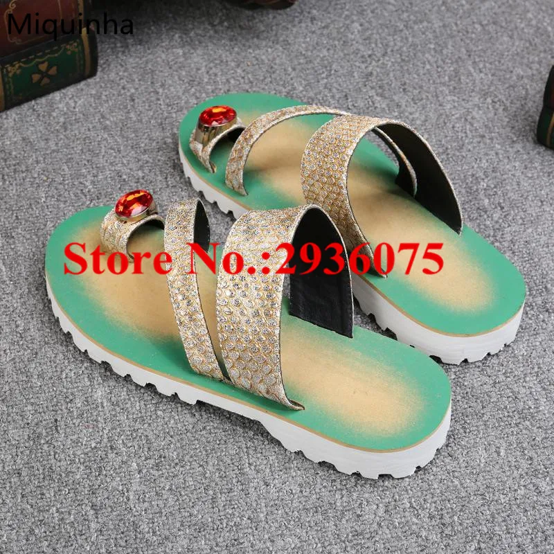 Hot Chaussure Homme Gold Embossed Python Leather Crystal Thong Slides Narrow Band Cut-Outs Flat Casual Beach Gladiator Slippers | Обувь