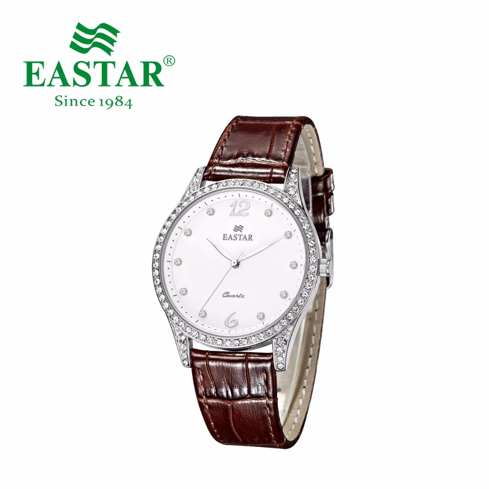 

Eastar Fashion Luxury Watch Bracelet Business Men Rhinestones Diamond Wristwatch Gold Leather Band Male Watch Clock Hours