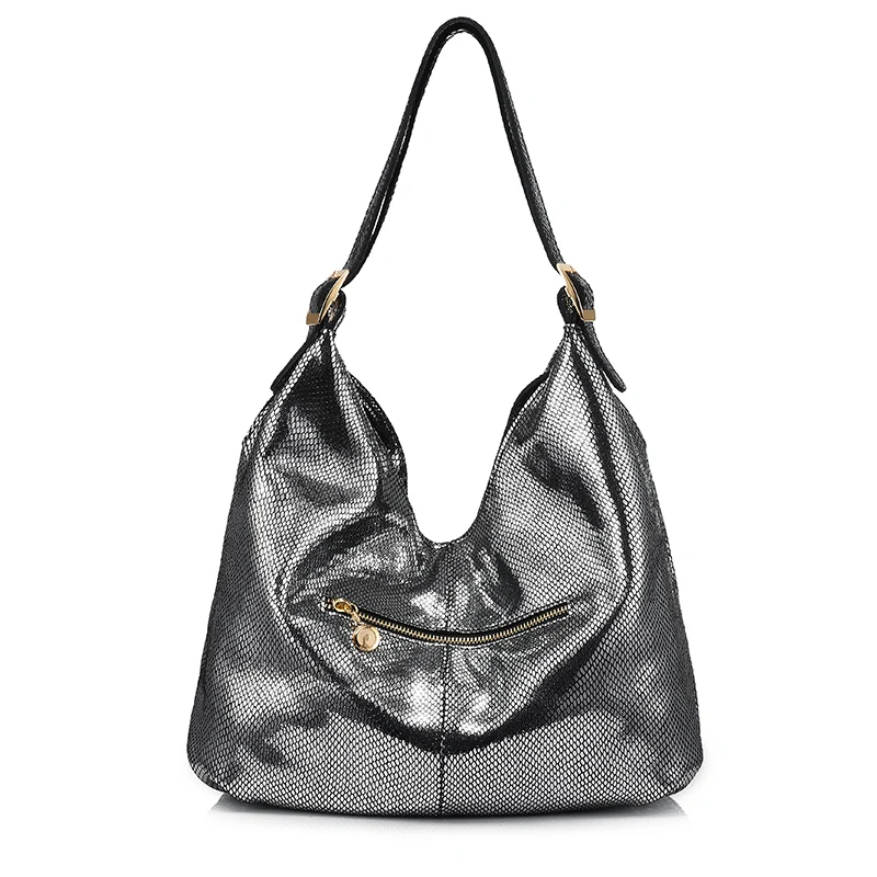 Женская сумка хобо из натуральной кожи со змеиным принтом|Сумки с ручками| |