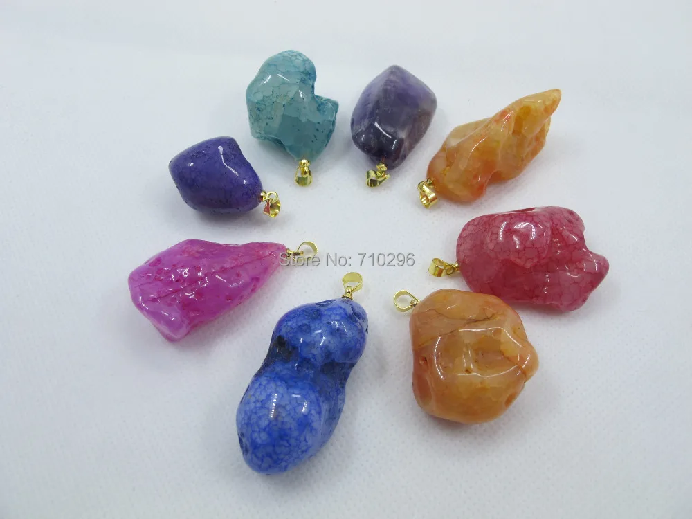Wholesale 20pcs/lot Mixed stone Geode Pendant Polished Rough Agate Gem necklace | Pendants