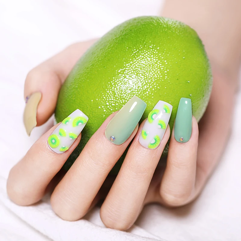 BORN PRETTY флуоресцентный ноготь художественные шпильки кусочки фруктов дизайн неоновые украшения Летний стиль светящиеся в темноте 3D украшения ногтей в колесе