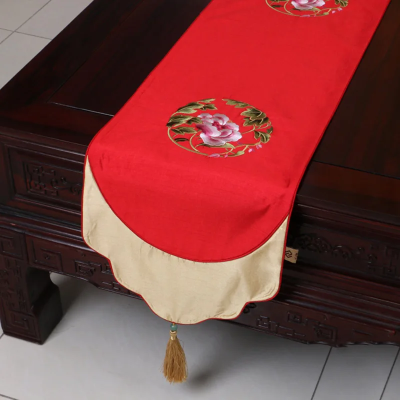 Креативная вышитая ткань художественная скатерть для чайной церемонии длинные