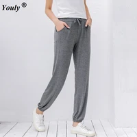 thin modal casual loose harem pants woman 2022 slacks jogger pants bloomers solid sporting leggings pants female